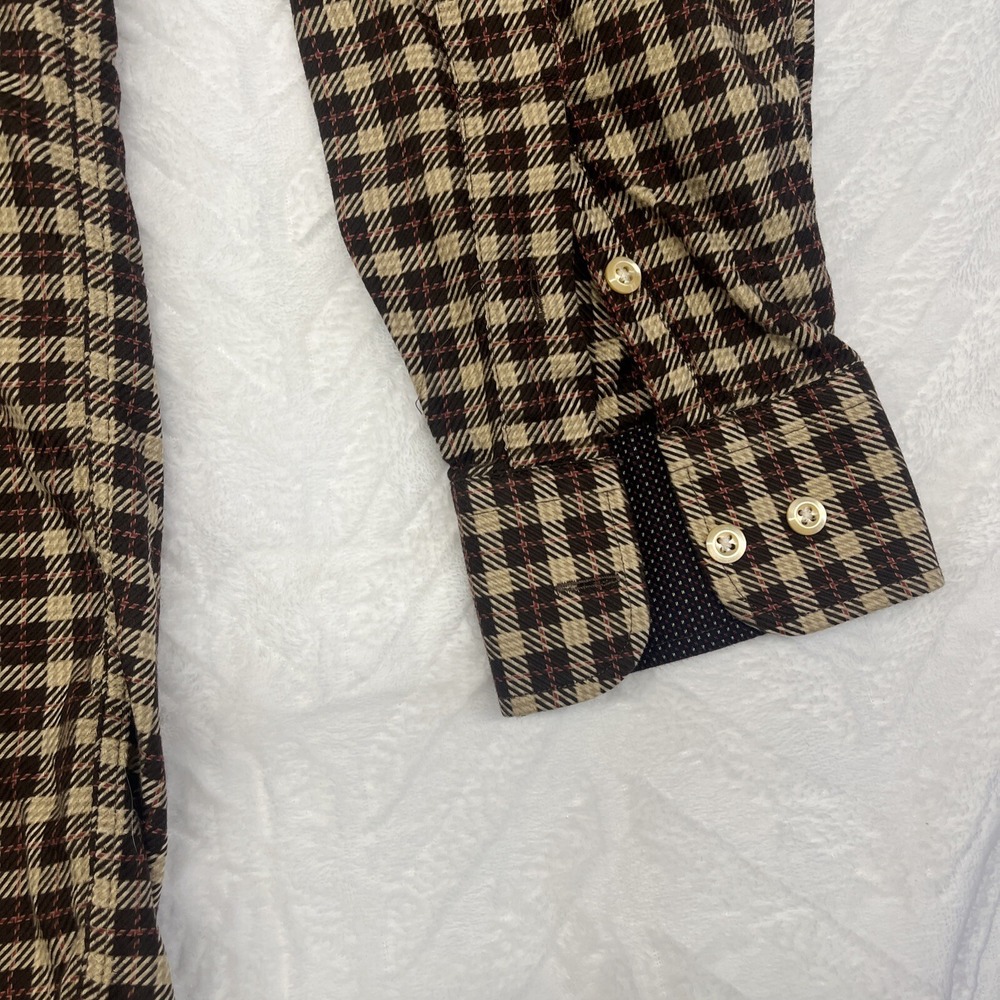 Burberry Mens Button Up Shirt Multicolor Plaid Cotton Long Sleeves USA Large - Picture 3 of 12